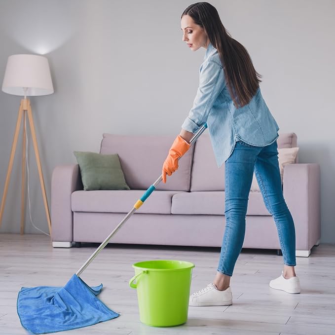 10 Pcs Extra Large Microfiber Cleaning Cloth 30 x 20 Large Floor Microfiber Towel Reusable Washable Free Lint Free Cloth Rag for Squeegee Mop Floor Window Housekeeping (White Yellow)