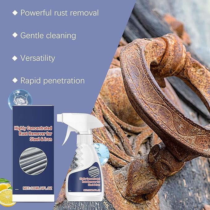 2026 New Highly Concentrated Steel Rust Remover Rust Remover Spray Multi-Functional Quick-Acting Rust Removal Spray for Metal Tools Cars Chains (3Pcs)