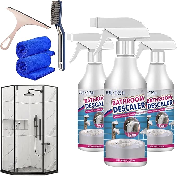 Bathroom Descaler Foam Cleaner 2025 New Bathroom Descaler Cleaner Stubborn Stains Cleaner Limescale Cleaner All Purpose Rinse Free Cleaning Spray for Bathtub Sink Toilet Tiles (3Pcs)