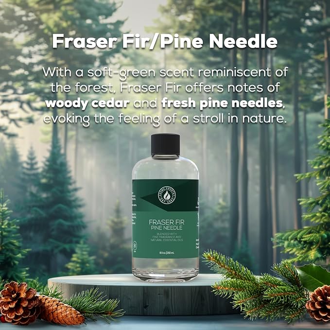 Aroma Country Fraser Fir Christmas Tree Diffuser Oil - Luxury Essential Oils for Diffuser Refill &amp Air Freshener Room Spray - Natural Home Fragrance Pine Needle Scented Oil for Diffusers (8.5 Fl.