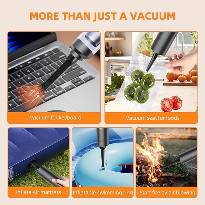 Car Vacuum Portable Cordless 19000Pa Powerful Suction 4-in-1 Mini Vacuum Cleaner Rechargeable Type-C Wireless Handheld Vacuum for Car Office Desk &amp Home