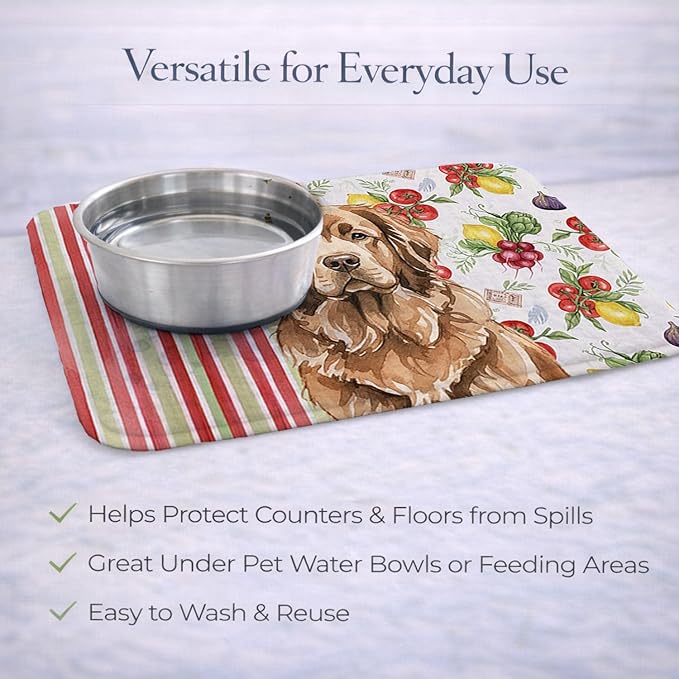 Caroline's Treasures Brown Newfoundland Vegetables Dish Drying Mat Absorbent Dish Drying Mat Pad for Kitchen Counter Dish Drainer Mat for Countertop 14 x 21 Multicolor