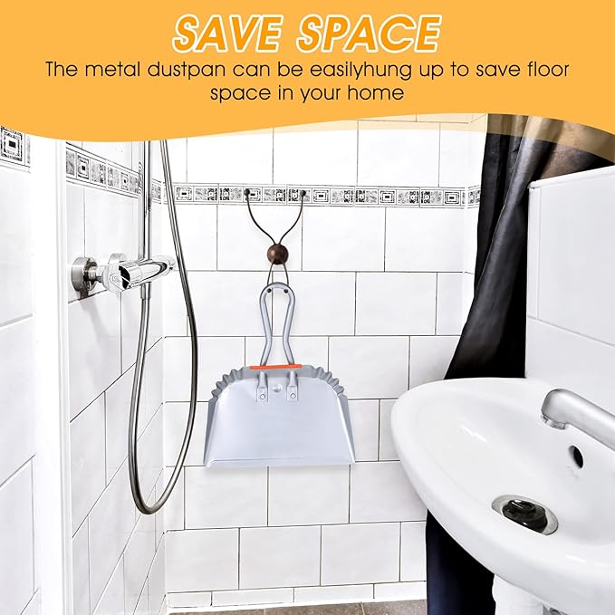 4 Pack Heavy Duty Metal Dustpan Large Wide Dust Pans for Household Handheld Wide Scooper and Debris Cleaning Tool Ideal for Home and Commercial Use(Grey12 Inch)