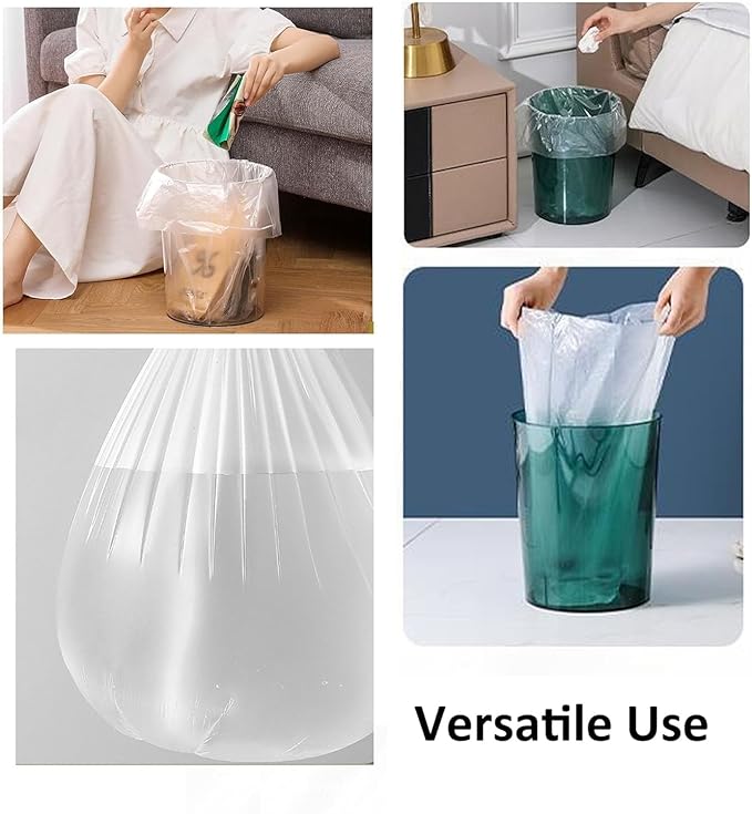200 Count 8 Gallon Trash Bags Clear Medium Garbage Bags 1.1 mil Strong Leakage-FreeUnscented 30 Liter Thick for Bathroom Office Kitchen Waste Basket Trash Can (Clear 8 Gallon-200 Count)
