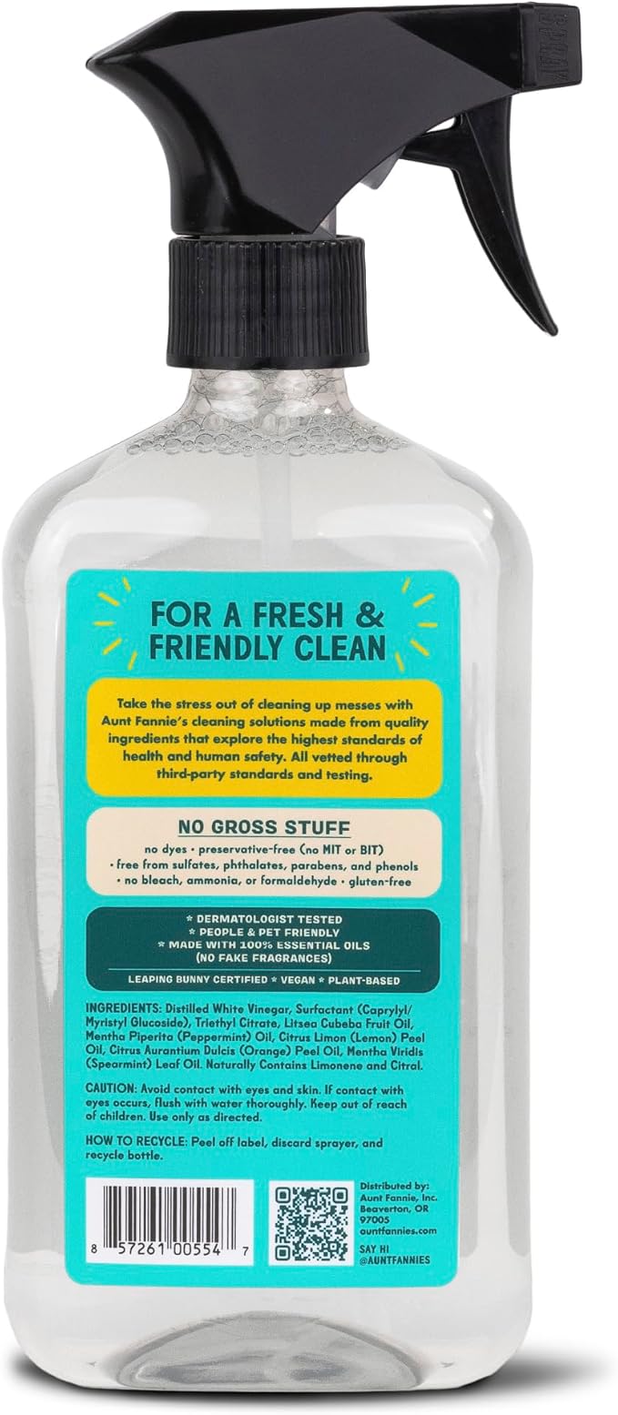 Aunt Fannie's All Purpose Household Cleaner Multi-surface Spray Powered by Vinegar for Kitchen Bath Windows and Countertops Lemon Scent (Pack of 3)