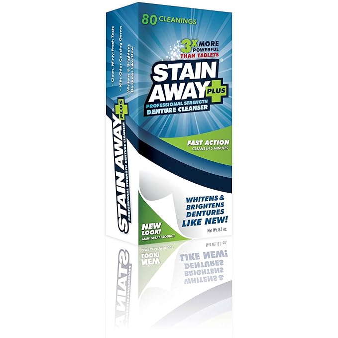 Stain Away Plus Denture Cleanser 80 Cleanings Each (Pack of 3)