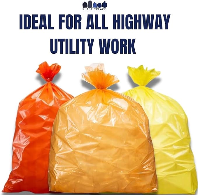Plasticplace 32-33 Gallon Trash Bags │ 1.5 Mil │ Yellow Garbage Can Liners │ 33’” x 39” (100 Count) W33Y15