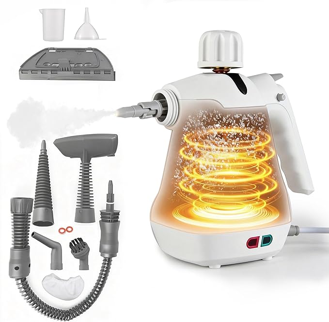 Handheld Steam Cleaner1000W Pressurized Steam Cleaner with 11 Attachments for Multi-Surface Deep Cleaning Fast-Heating &amp Continuous Steam Safe for Kitchen Bathroom Car Floors Sofa