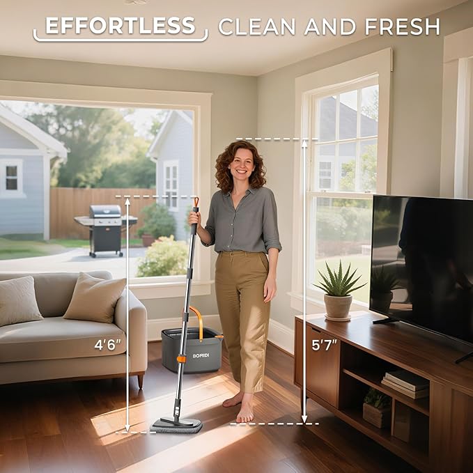 Mop and Bucket Set Spin Mop with Separate Dirty Water System Deep-Cleaning Mops for Floors Versatile Mops for Walls