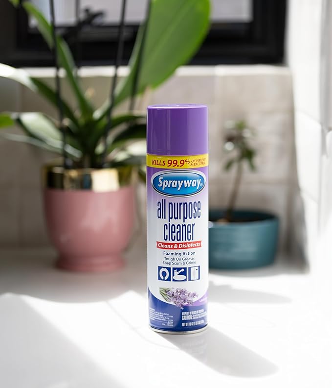 Sprayway All Purpose Cleaner with Lavender Scent 19oz Pack of 6 | Foaming Action Clean Disinfect Deodorize | Tough on Grease Soap Scum Grime | EPA Approved Kills 99.9% of Viruses &amp Bacteri
