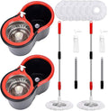 Mop and Bucket Set 360° Spin Mop and Bucket with Wringer Set and 6 Microfiber Mop Refills Stainless Steel 61 Extended Handle Spinning Mop Bucket System for Floor Cleaning (2 Sets)