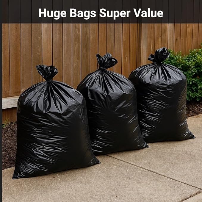32–33 Gallon Heavy Duty Trash Bags 100 Count – 2.5 Mil Thick Black Contractor Garbage Bags for Outdoor Bins Lawn Construction &amp Commercial Use – Tear-Resistant Can Liners 32 x 38