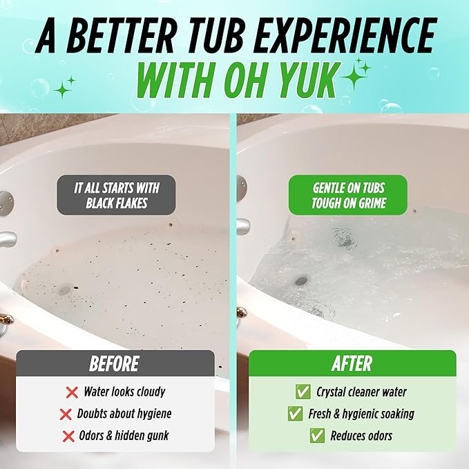 Oh Yuk Jetted Bathtub Cleaner for Jet Tubs Whirlpools The Most Effective Jetted Tub Cleaner Septic Safe | Two 16 Ounce Bottles!