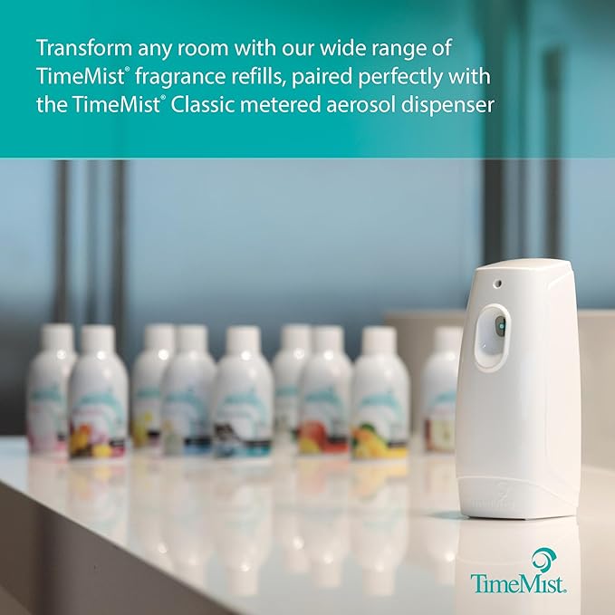 TimeMist Classic Metered Aerosol Air Freshener Fragrance Dispenser - (Case of 6) 1047717 - Great for Odor Control in Kitchen Bathroom Locker Room Breakroom and Washroom