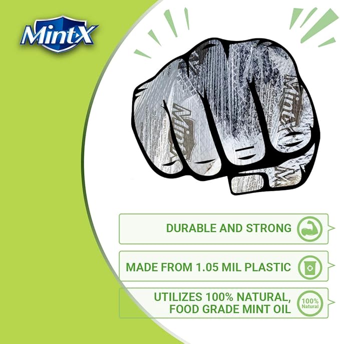 Mint-X Rodent Repellent Outdoor Home and Industrial Trash Bags with Drawstring &amp Mint-Flex Technology 33 Gallon 40 Count Black