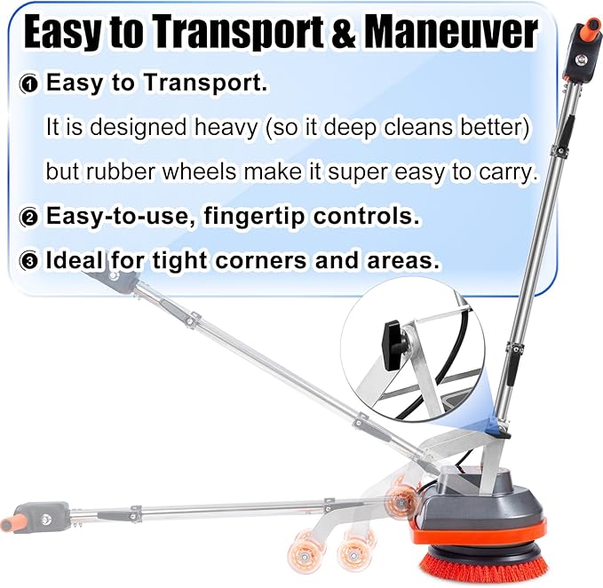 Commercial Floor Scrubber Machine Heavy Duty Orbital Floor Cleaner Multi-Functional Floor Buffer Polisher Machine- Deep Cleaning Tile and Grout Hardwood Floors and Carpets with Ease Orb-5