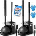 2Pack 2 in 1 Toilet Brush and Plunger Set Extended Handle PlungerToilet Bowl Brush Plunger SetClean GlovesCleaning ToolsCleaning BrushCleaning SuppliesToilet Brush Plunger ComboBlack