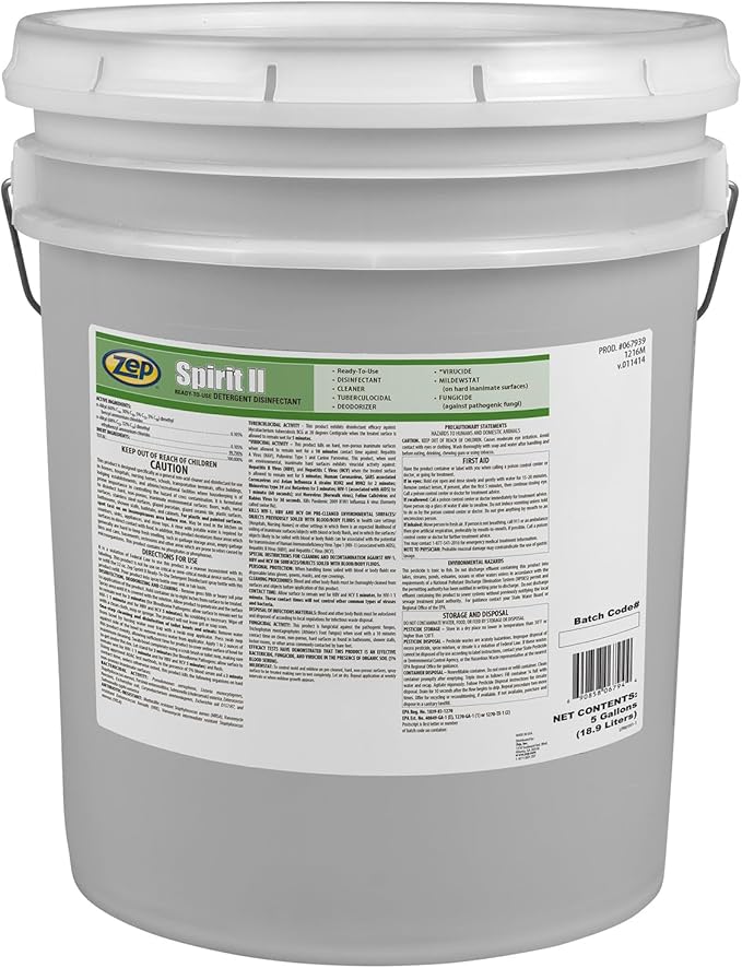 Zep Spirit II Detergent Disinfectant - 5 Gallon (Each) 67939 - Ready-To-Use