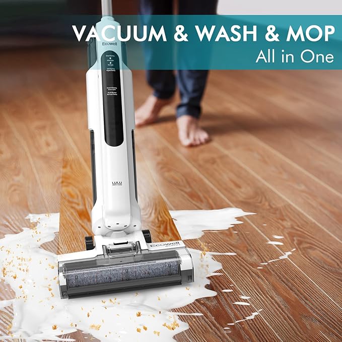 Ecowell Cordless Wet Dry Vacuum Cleaner and Mop with Self Cleaning for Hard Floor and Area Rug Vacuum Cleaner 8.2 Pounds