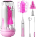Electric Bottle Brush Cleaner Portable Electric Baby Bottle Brush Cleaner for Travel Rechargable Travel Bottle Cleaner Kit with Nipple &amp Straw Brush Perfect Mom Essentials After Birth Gift Pin