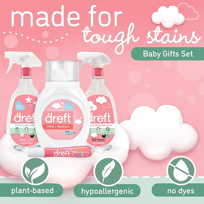 Baby Gifts Set by Dreft Baby and Mom Gift Set with Liquid Laundry Detergent Laundry Stain Remover Stain Remover Pen &amp All Purpose Cleaner Spray Great for Baby Showers