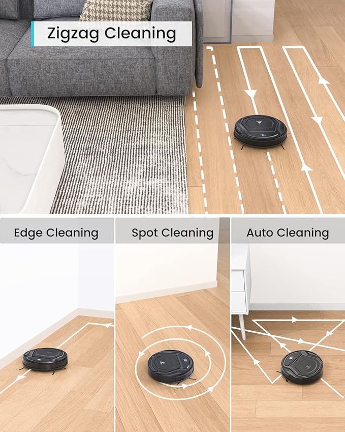 Lefant M210 Pro Robot Vacuum Slim Quiet 3 Adjustable Suction Levels 6 Modes Robot Vacuum Cleaner for Pet Hair Hard Floors &amp Low Carpets Self-Charging WiFi/App/Alexa Control Black