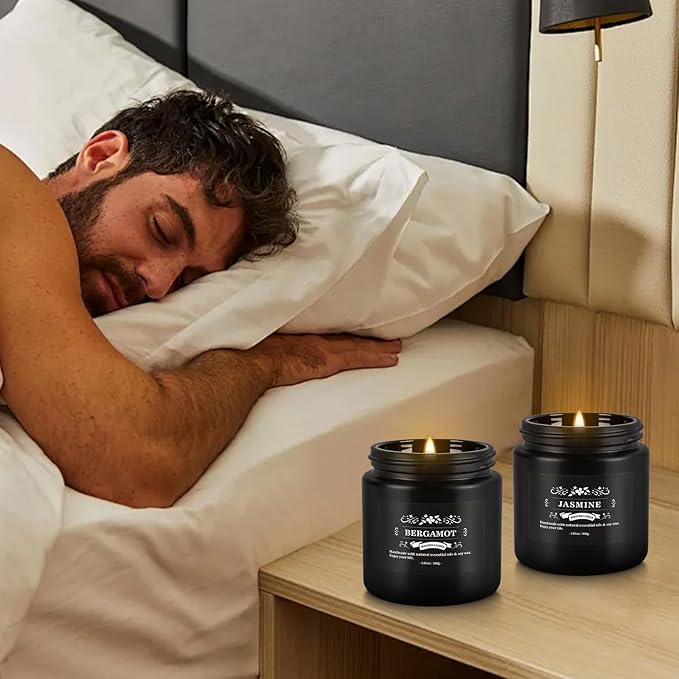 Scented Candle Set 12 PackBlack Candle for Home Scented Odor Eliminating Stress Relief Long Lasting Soy Wax Gift Set