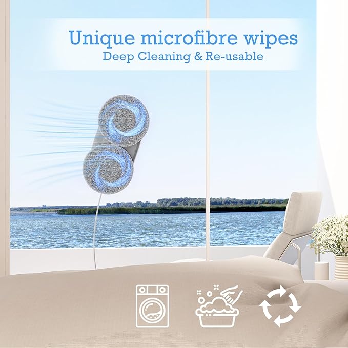 Tosima W2 Window Cleaner Robot Automatic Cleaning with Intelligent Path Planning 3800Pa Suction Power Edge Detection Technology Remote Control White