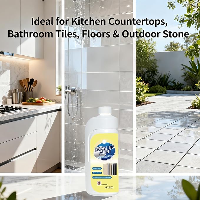 Stone Cleaner &amp Descaler – Removes Rust Hard Water Scale Dirt Buildup &amp Residue – Safe for Marble Granite Porcelain Tile &amp Concrete – Home Garden Office &amp Exterior Surface Cleani