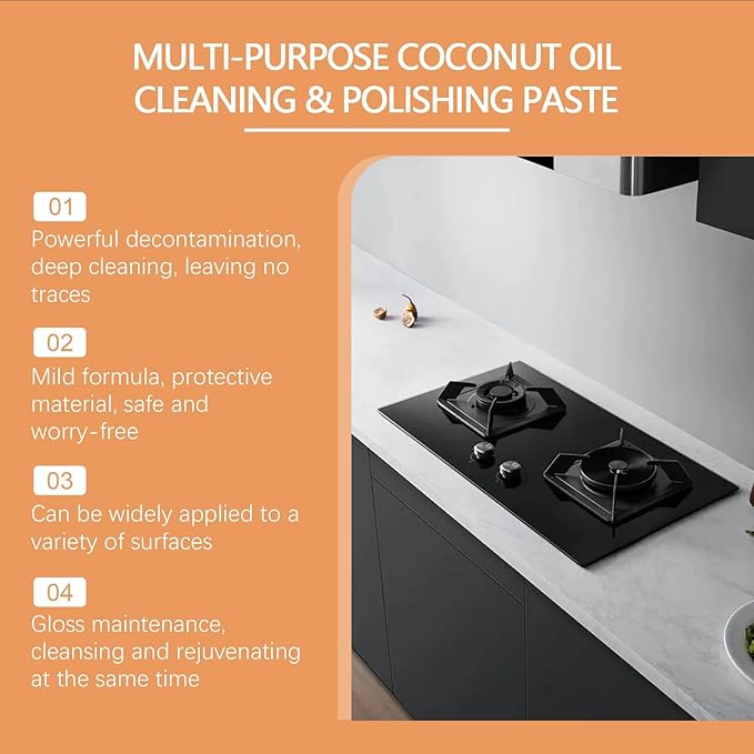 Multi-Purpose Cleaning Polishing Paste For Kitchen Stoves - Removes Grease &amp Stains Forms Protective Layer(2PCS)