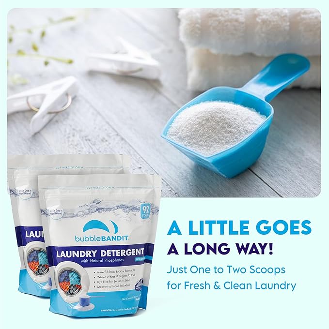 Laundry Detergent Powder with Phosphate - For All Machines Fresh Clean Scent - Mess-Free - With Scoop - Safe for All Fabrics Greywater &amp Septic… (46 Ounce Pack of 2)