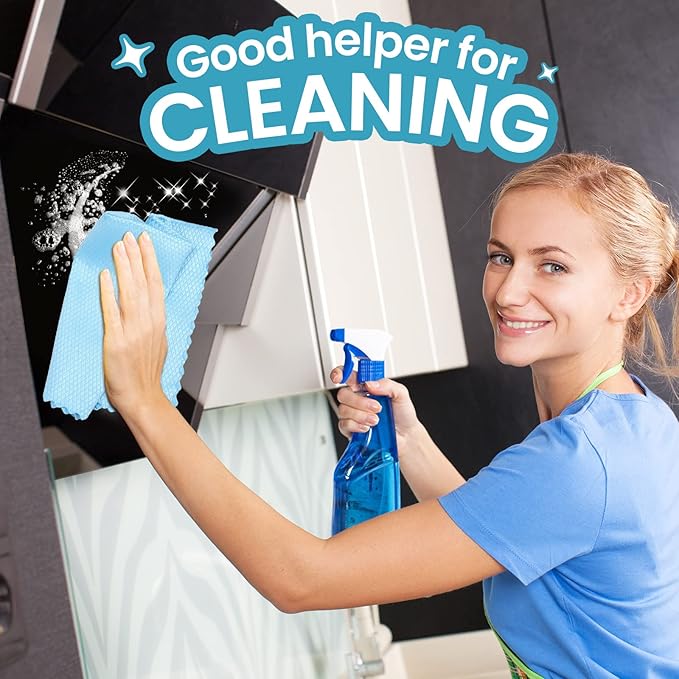 40 Pack Cleaning Cloth Reusable Kitchen Towels Fish Scale Microfiber Polishing Cloth for Windows Glass Mirrors No Watermark 12 x 16 Inches(Gray Blue)