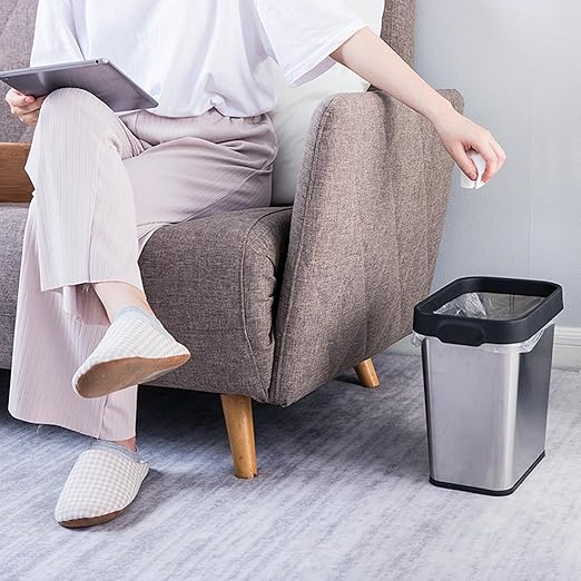 TooCust 2 Pack Stainless Steel Trash Can 3 Gallon Open Top Trash Can 8 x 11 x 13 Rectangle Rubbish Bin Slim and Narrow No Lid Small Wastebasketfor Kitchen Bathroom Living Room Office