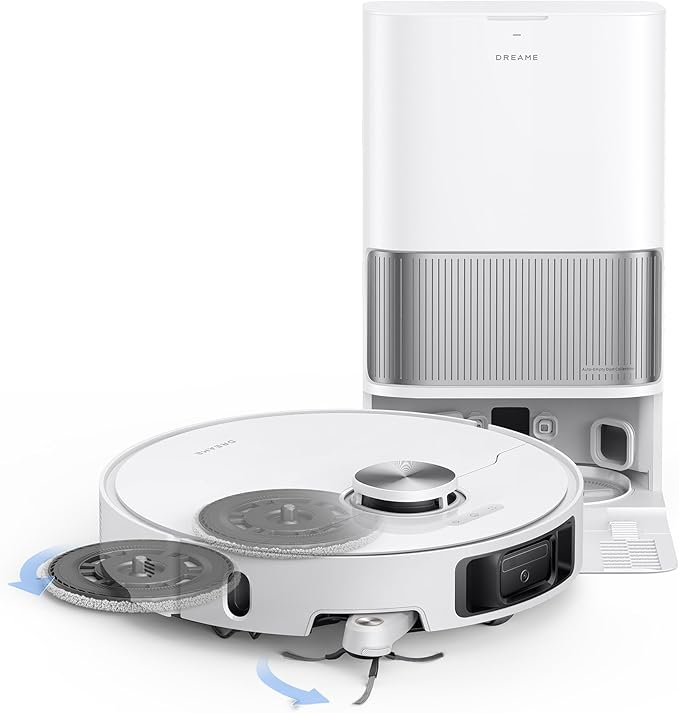 DREAME L40s Ultra Robot Vacuum and Mop 19000Pa Suction Auto-Empty Mop Self-Cleaning 100% Detangling DuoBrush Extending Mops and Side Brush 1.57in Obstacle Clearing App &amp Voice Control (Whi