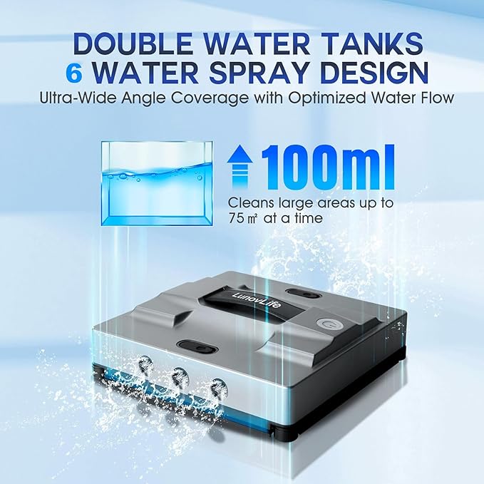 2026 New Window Cleaning Robot -Ultimate 6-Nozzle Precision Spray 5600Pa Suction Edge Detection &amp UPS Safety automatic window cleanerPerfect for Frameless/Frosted Glass High-Rise Windows