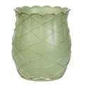 Touch of Class Angelitta Green Decorative Wastebasket | Handpainted Resin Trash Can with Gold Accents Diamond Lattice &amp Scroll Motifs | Elegant Classic Home Decor Accent | 9 Dia. x 10 H