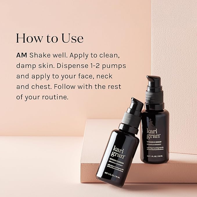 Kari Gran 10% Vitamin C Serum | Clean moisturizing skin brightening serum for glowing skin