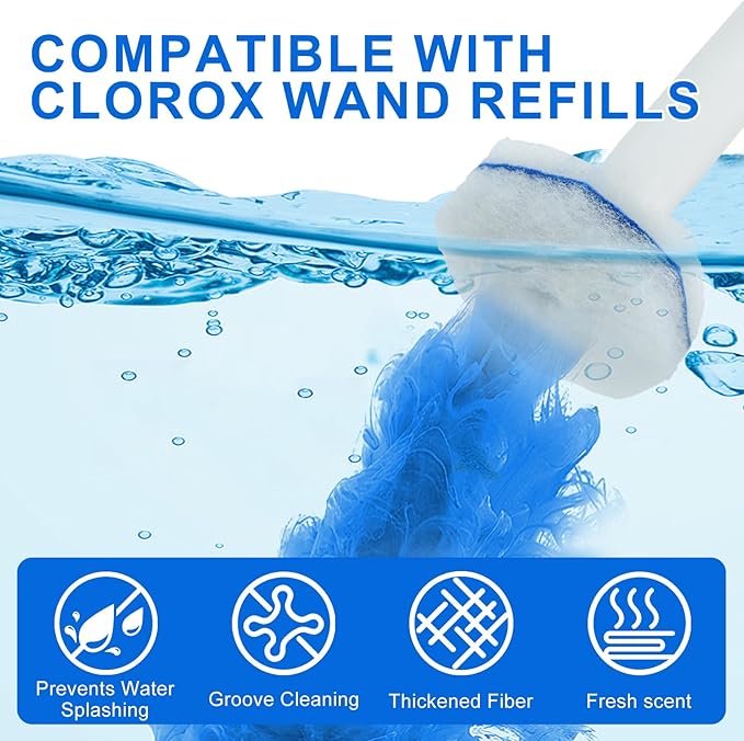 120 Count Toilet Wand Refills for Clorox Disposable Head Compatible with Clorox ToiletWand Cleaning System Upgrade Fiber Bowl Cleaner Brush for Closestool Cleaning.（not included brush rod）