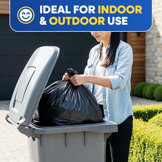 55 Gallon Trash Bags Heavy Duty Large Contractor Bags for Rubbermaid Brute 44-55 Gallon Trash Cans 38x58 Black Trash Can Liners 3 Mil Pack of 32