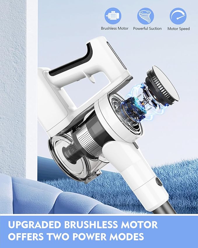 Cordless Vacuums Detachable Parts Stick Vacuum (Pearl White)