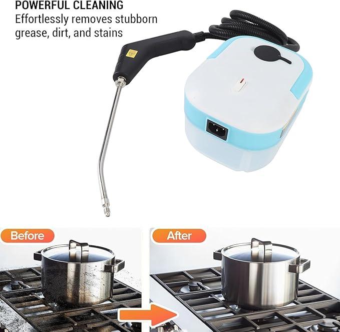 Easily Tackle Stubborn Stains 1200W Handheld Steam Cleaner Portable Car Steamer Multi Functional for Kitchen Bathroom Tile with Steel Brush Plastic Brush and Large Plastic (US