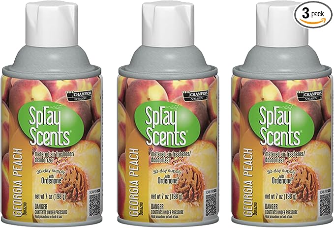 Champion Sprayon SprayScents Metered Air Freshener Refill 7 oz Odor Control Fragrance Georgia Peach (3 Pack)