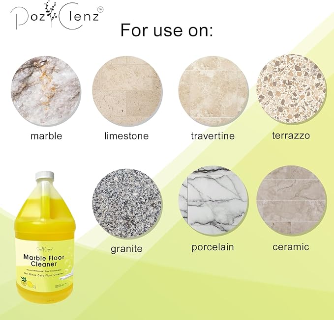 Marble &amp Stone Floor Cleaner | Concentrated Daily Formula (1 Gallon) | pH Neutral Streak-Free | Safe for Marble Travertine Limestone Granite Terrazzo &amp More | Cleans &amp Refreshes.