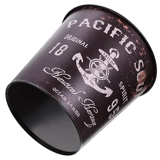 Alipis Home Trash Bin Large Capacity Iron Waste Basket Decorative Waste Paper Bucket for Living Room