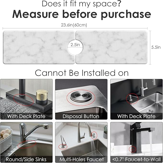 3 PCS Large Stone Dish Drying Mat for Kitchen Counter -24x16 Absorbent Diatomaceous Earth Mat with Stone Faucet Mat &amp Soap Tray - Quick Dry Collapsible Non-Slip Countertop Organizer