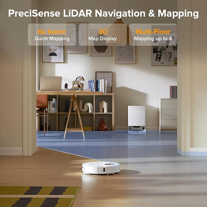 roborock Qrevo Series Robot Vacuum and Mop 8000Pa Suction Upgraded from Qrevo S Anti-Tangle Brush Smart Obstacle Avoidance Auto Mop Washing All-in-One Dock 200RPM Spinning Mops White(QV 35A)