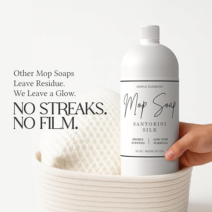 Mop Soap Highly Scented Fragrance Long Lasting Luxury Floor Cleaner for Hardwood Tile Laminate &amp Stone Low Suds No Residue Formula All Mop Types Made in USA 32oz Santorini Silk Fragrance