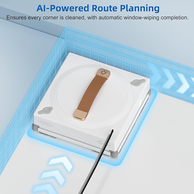 Window Cleaning Robot 3000Pa Auto Automatic anti-slip system Three intelligent cleaning path modes Ultrasonic automatic dual-direction water spray system Cleans glass tiles marble and wood panels