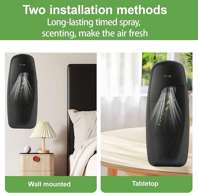 4PCS Automatic Air Freshener Spray Dispenser Wall Mounted or Free Standing Battery Operated Sprayer for Bathroom Multiple Time Scent Mist Release Settings for Room Restroom Sprayer