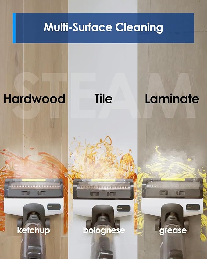 Tineco iFLOOR 5 Steam Wet Dry Vacuum All-in-one Steam Mop Hardwood Floor Cleaner Great for Sticky Messes 248℉ High-Temp Steam Self-Cleaning with steam